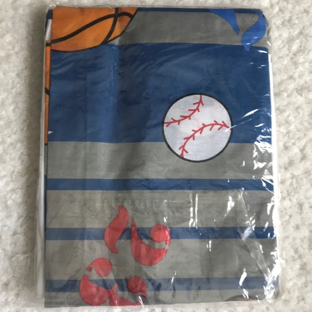 All Sports Twin Bed Skirt Sham Soccer Baseball NWT